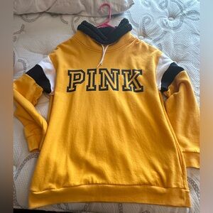 Yellow, black, and white PINK Victoria’s Secret baggy turtle neck style neck
